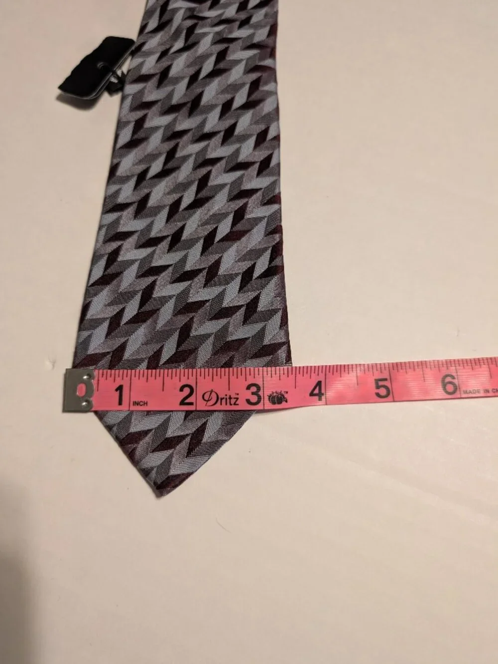 Emporio Armani Burgandy and Grey Geometric Pattern Tie Made in Italy NWT